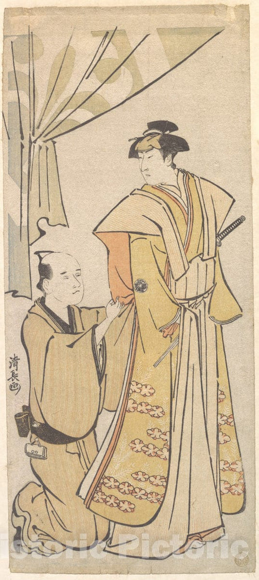 Art Print : Torii Kiyonaga - The Actor Nakamura Rik? I with an Attendant - Japan : Vintage Wall Art