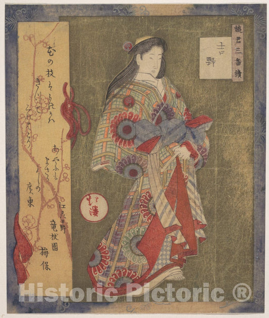 Art Print : Totoya Hokkei - Figure of a Woman - Japan : Vintage Wall Art