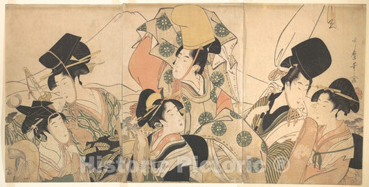 Art Print : Kitagawa Utamaro - Narihira's Journey to The East - Japan : Vintage Wall Art