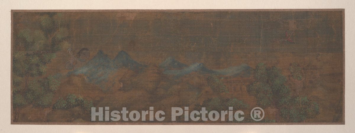 Art Print : Unidentified Artist - Landscape Painting of Figure in Woodland Setting - China - 412251 : Vintage Wall Art