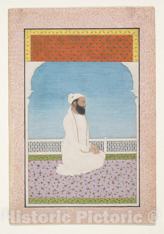 Art Print : A Holy Man Seated on a Terrace : Vintage Wall Art