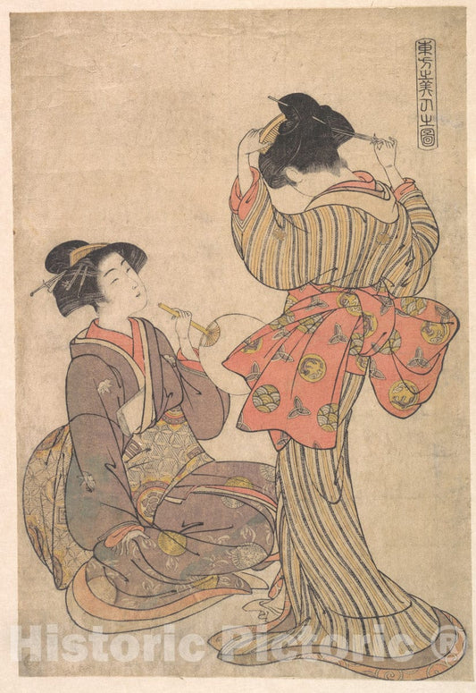 Art Print : Kitao Shigemasa - Picture of The Eastern Beauties - Japan : Vintage Wall Art