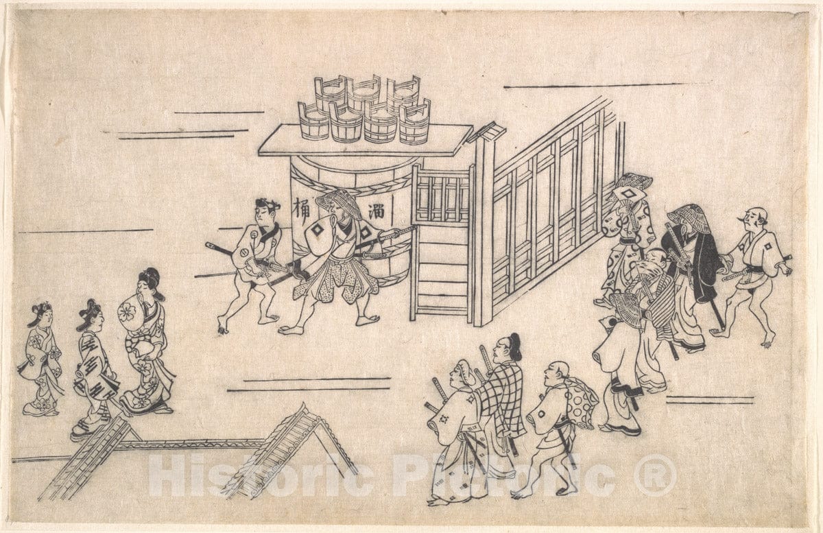 Art Print : Hishikawa Moronobu - The Fourth Scene, from The Series Scenes of The Pleasure Quarter at Yoshiwara in Edo - Japan : Vintage Wall Art