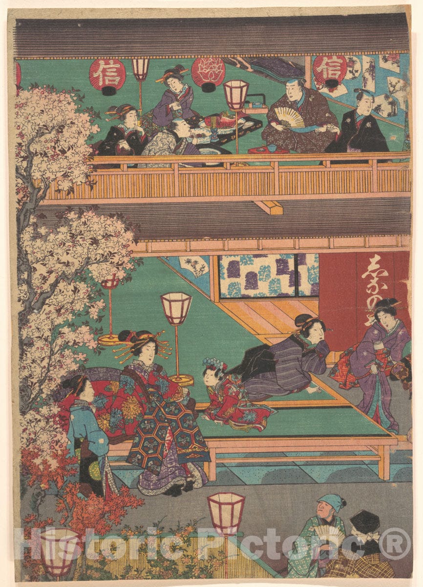 Art Print : Unidentified Artist - Early Evening in Yoshiwara Inn - Japan : Vintage Wall Art