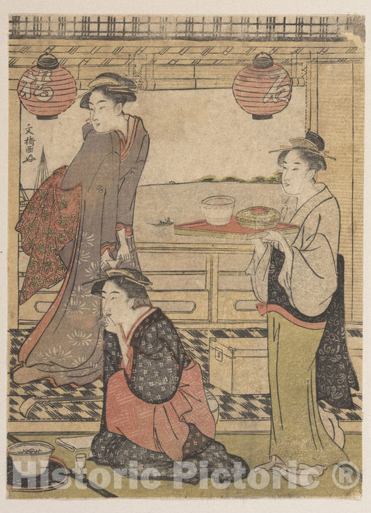 Art Print : Sakuragawa Bunkyo - an Entertainment at Shinagawa - Japan : Vintage Wall Art