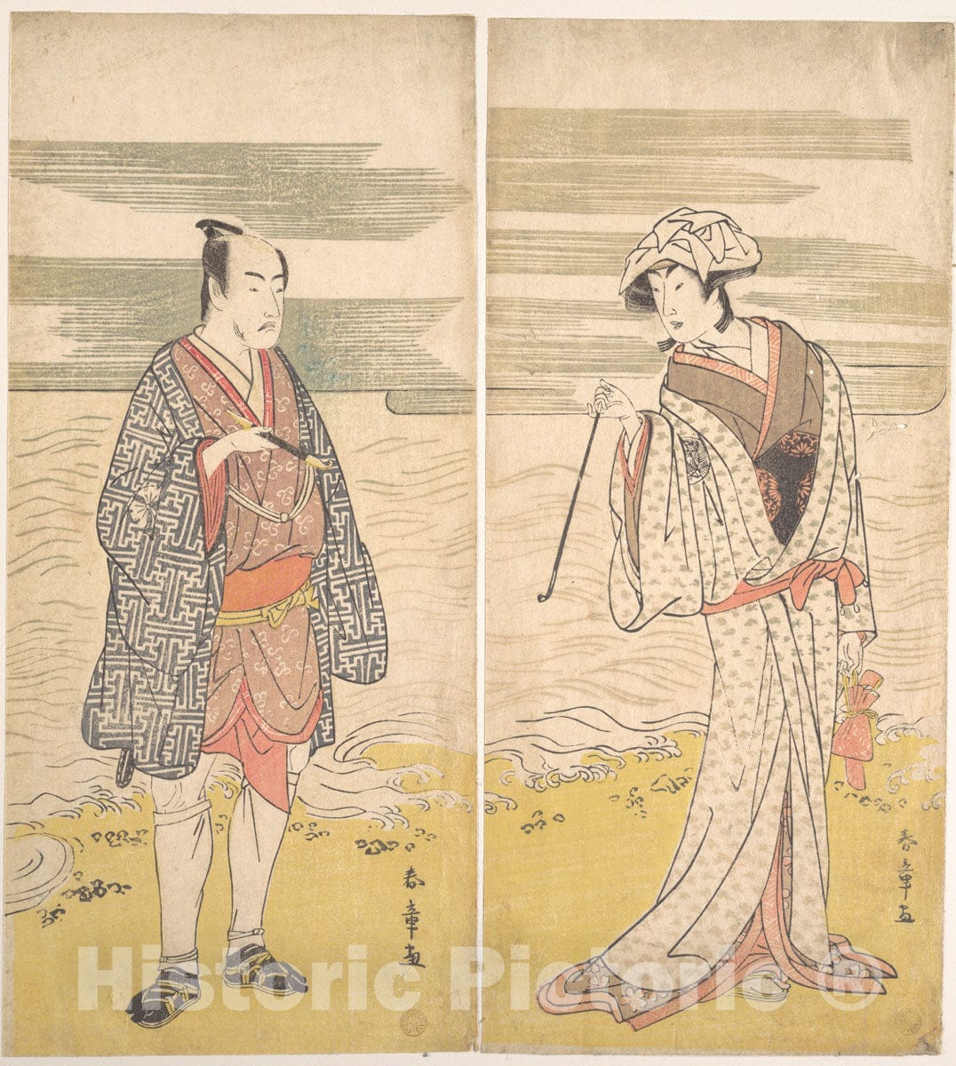 Art Print : Katsukawa Shunj? - The Fourth Matsumoto Koshiro as a Man Dressed in a Short Kimono - Japan : Vintage Wall Art