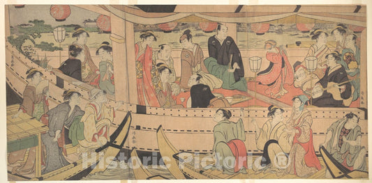 Art Print : Torii Kiyonaga - Sumida River Holiday - Japan : Vintage Wall Art
