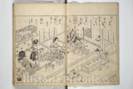 Art Print : Nishikawa Sukenobu - Picture Book of Life in The Capital (Ehon miyako z?shi) - Japan : Vintage Wall Art