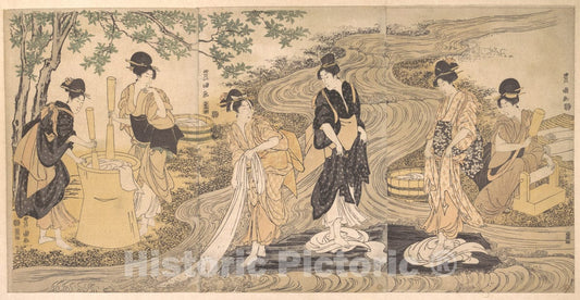 Art Print : Utagawa Toyokuni I - Tetsukuri no Tamagawa on The Musashino Plain - Japan : Vintage Wall Art