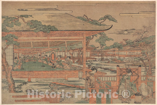 Art Print : Kitao Shigemasa - Ushiwaka, The Young Yoshitsune Serenading Jorurihime - Japan : Vintage Wall Art