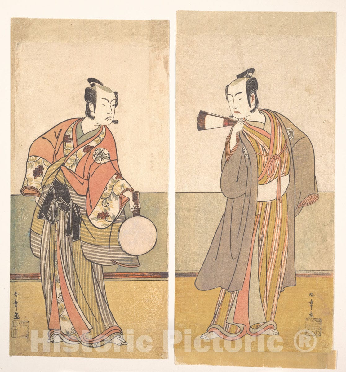 Art Print : Katsukawa Shunsh? - The Actors The Fourth Matsumoto Koshiro and The Arashi Sangoro - Japan : Vintage Wall Art