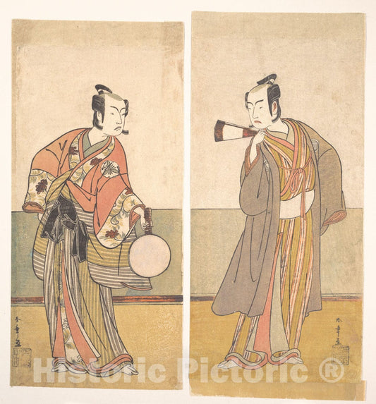 Art Print : Katsukawa Shunsh? - The Actors The Fourth Matsumoto Koshiro and The Arashi Sangoro - Japan : Vintage Wall Art