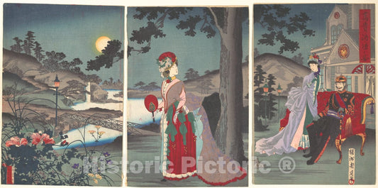 Art Print : Y?sh? (Hashimoto) Chikanobu - Nobility in The Evening Cool - Japan : Vintage Wall Art