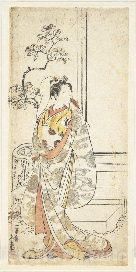 Art Print : Ippitsusai Bunch? - The Actor Sawamura Sojuro I, 1689–1756 in an Unidentified Female Role - Japan : Vintage Wall Art