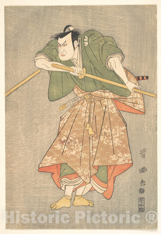 Art Print : Utagawa Toyokuni I - The Actor Kataoka Nizaemon in Ceremonial Robes of Green and Pink : Vintage Wall Art
