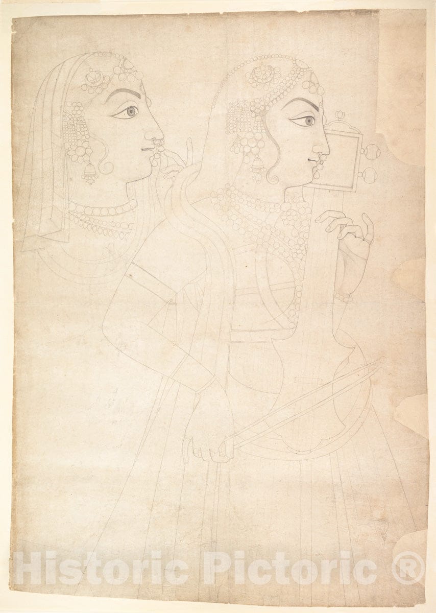 Art Print : Sahib Ram - Singer and Sarinda Player - India (Rajasthan, Jaipur) : Vintage Wall Art