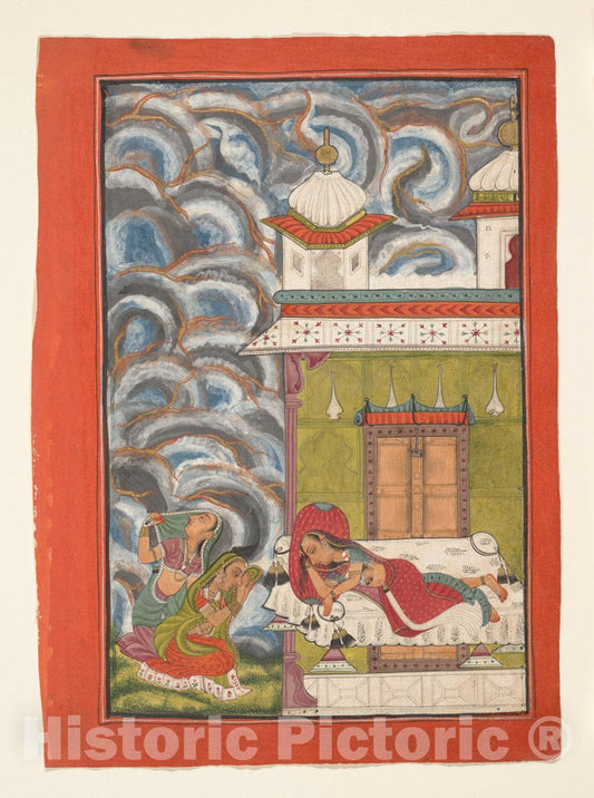 Art Print : Andhrayaki Ragini: Folio from a ragamala series (Garland of Musical Modes) : Vintage Wall Art