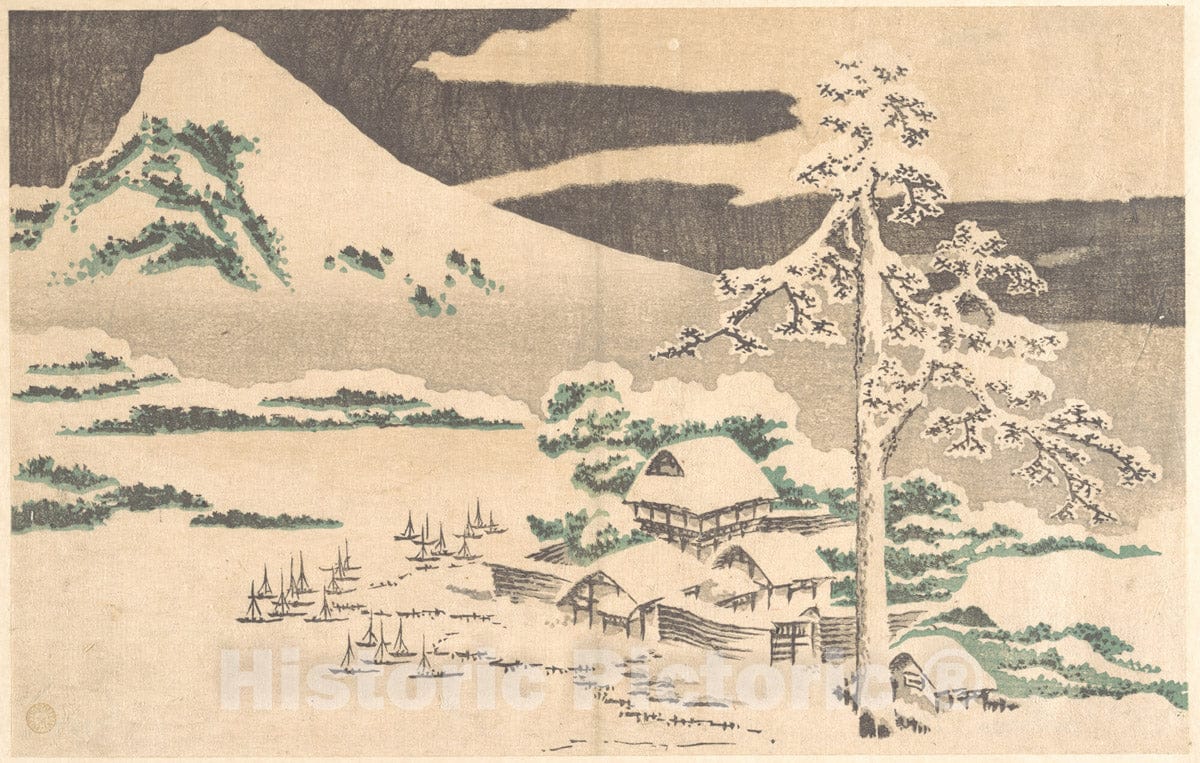 Art Print : Katsushika Hokusai - Winter Landscape - Japan v.2 : Vintage Wall Art