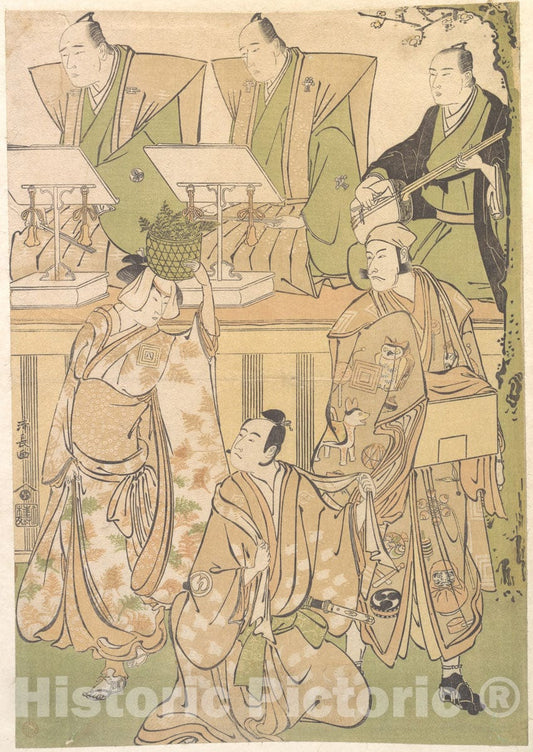Art Print : Torii Kiyonaga  - Dekuroku byoe the Stree Puppet-showman  : Vintage Wall Art