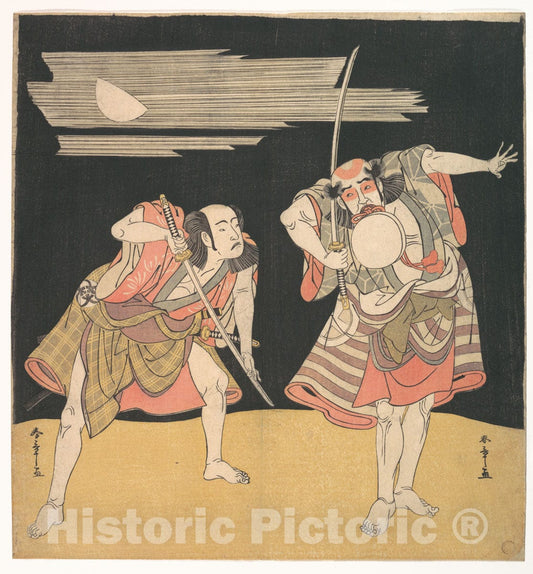 Art Print : Katsukawa Shunsh? - The Actors Otani Tomoemon I and Bando Mitsugoro I - Japan : Vintage Wall Art