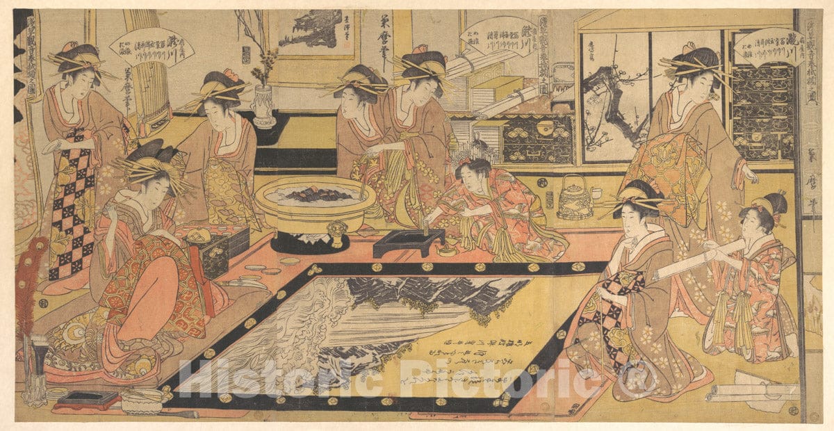 Art Print : A Votive Picture to Be Donated to The Kannon of Asakusa - Artist: Kitagawa Kikumaro - Created: c1800 : Vintage Wall Art