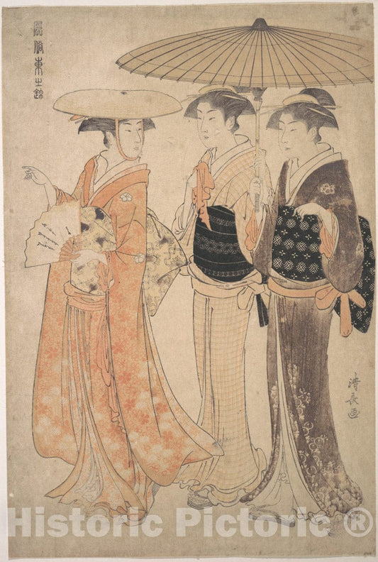 Art Print : Torii Kiyonaga - The Promenade - Japan : Vintage Wall Art