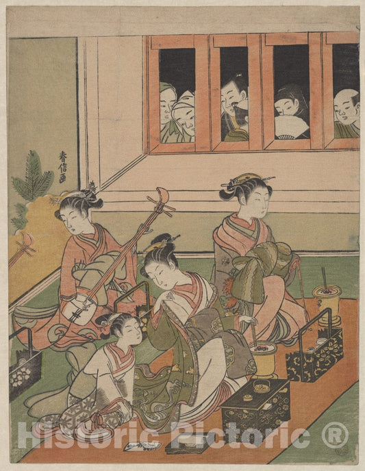 Art Print : Suzuki Harunobu - The Watchers and The Watched - Japan : Vintage Wall Art