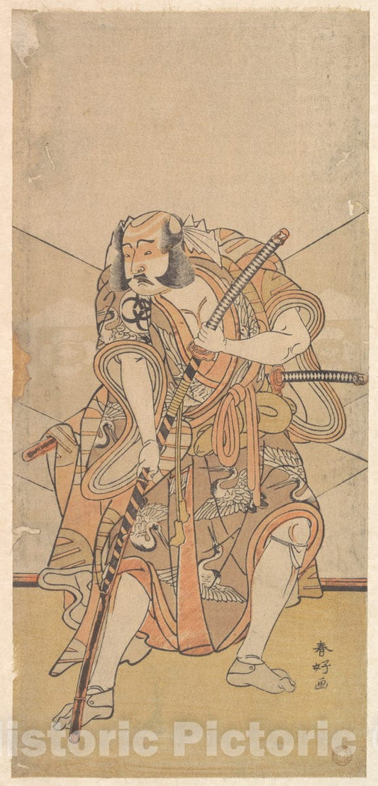 Art Print : Katsukawa Shunk? - Bando Mitsugoro I in The Role of Asahina no Saburo, Drama Sono Kyodai Fuji no Sugatami - Japan : Vintage Wall Art