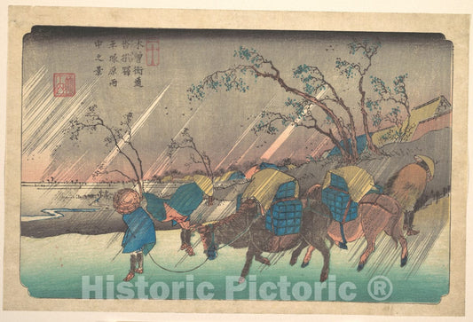 Art Print : Keisai Eisen - Hiratsuka Near Kutsukake - Japan : Vintage Wall Art