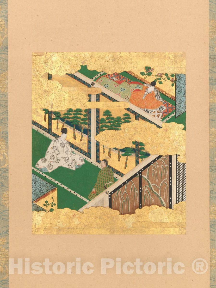 Art Print : TOSA Mitsuyoshi - Scene from “The Oak Tree” (“Kashiwagi”), from The Tale of Genji (Genji monogatari) - Japan - Momoyama Period (1573–1615) : Vintage Wall Art