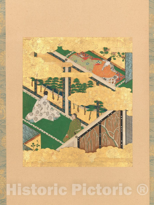 Art Print : TOSA Mitsuyoshi - Scene from “The Oak Tree” (“Kashiwagi”), from The Tale of Genji (Genji monogatari) - Japan - Momoyama Period (1573–1615) : Vintage Wall Art
