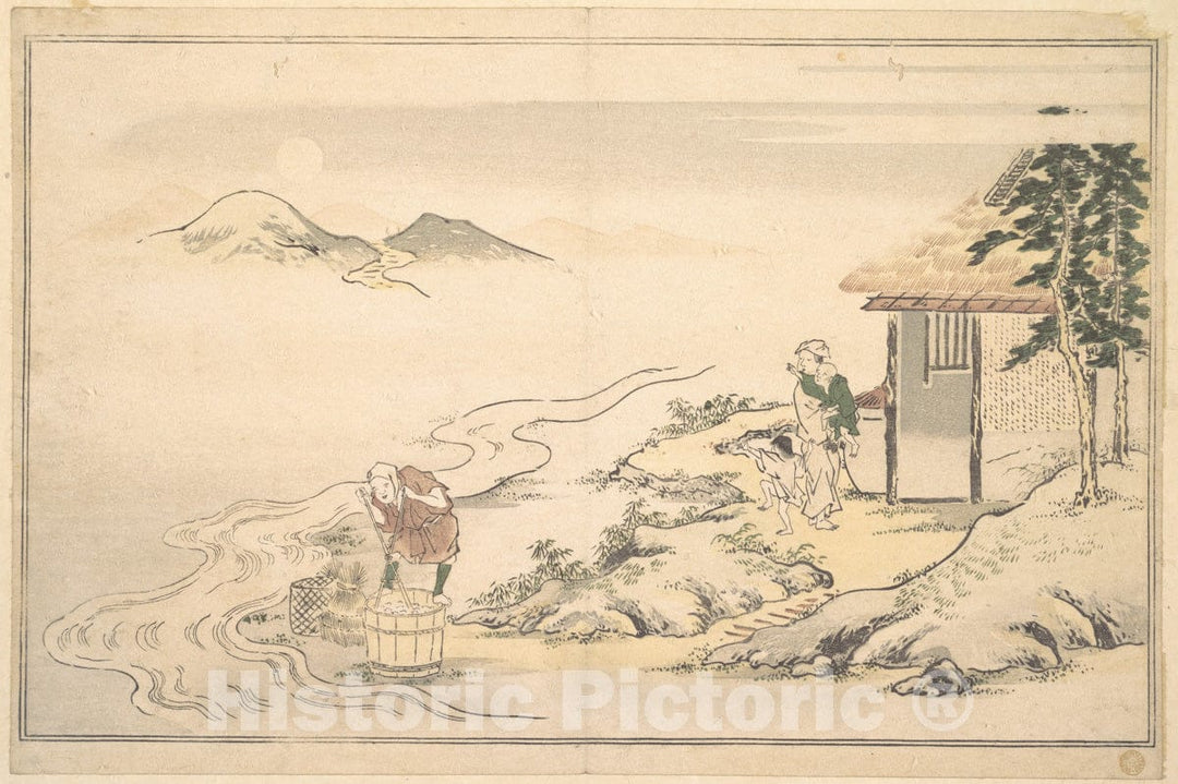 Art Print : Kitagawa Utamaro - The Full Moon at The Time of The IMO Harvest - Japan : Vintage Wall Art