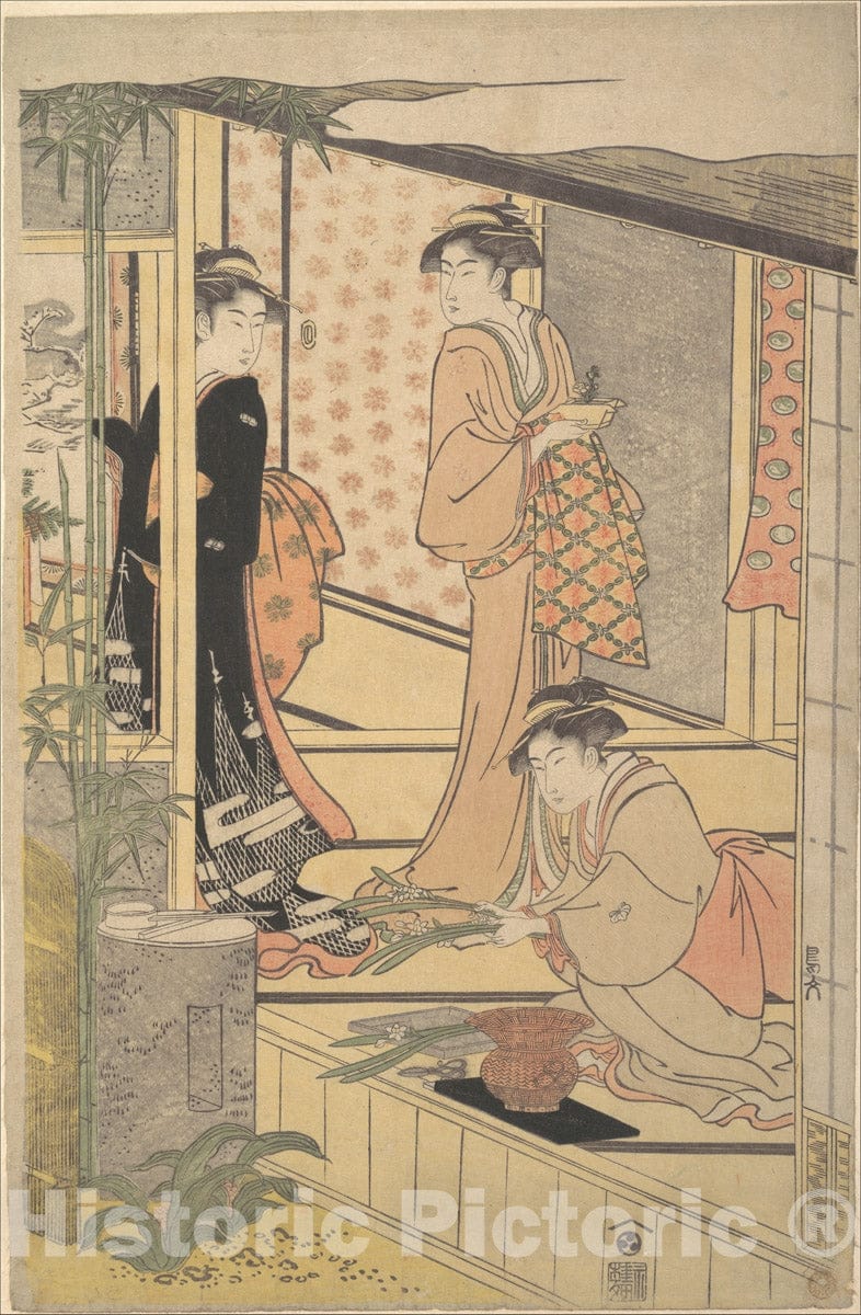 Art Print : Hosoda Eishi - Domestic Scene - Japan : Vintage Wall Art