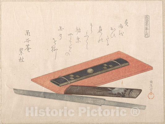 Art Print : Kubo Shunman - Knife and Two Knife Handles - Japan : Vintage Wall Art