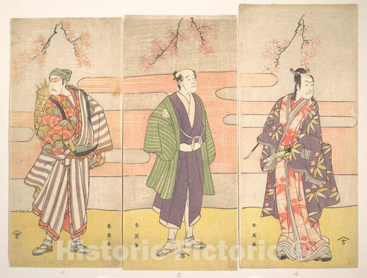 Art Print : Katsukawa Shun'ei - an Unidentified Actor as a Farmer with a Basket on His Back - Japan : Vintage Wall Art