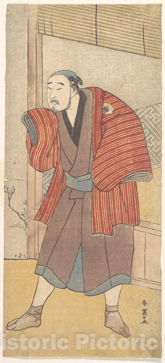 Art Print : Katsukawa Shun'ei - Onoe Matsusuke as a Servant Standing Beside a House - Japan : Vintage Wall Art