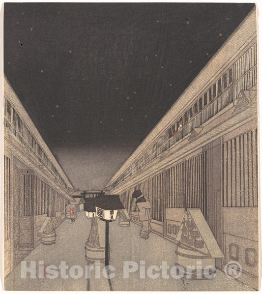 Art Print : Utagawa Kunisada II - Main Street of The Yoshiwara on a Starlight Night - Japan : Vintage Wall Art