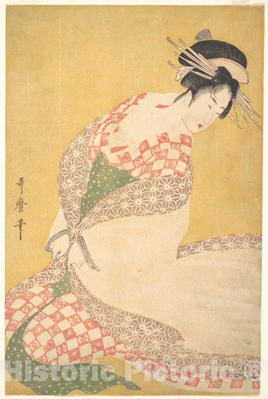 Art Print : Kitagawa Utamaro - The Outer Robe - Japan : Vintage Wall Art
