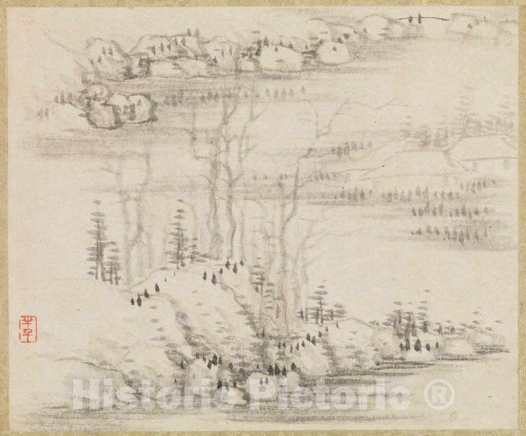 Art Print : Gong Xian - Landscapes and Trees - China : Vintage Wall Art