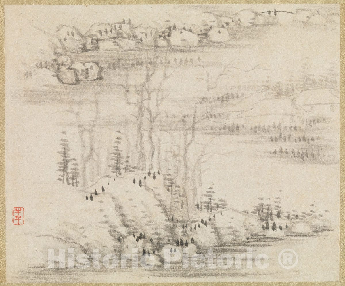 Art Print : Gong Xian - Landscapes and Trees - China : Vintage Wall Art
