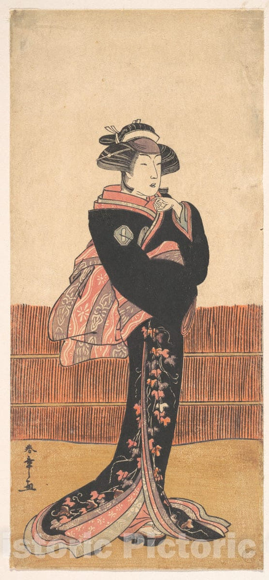 Art Print : Katsukawa Shunsh? - The Third Azuma Tozo as a Woman in a Black Kimono - Japan : Vintage Wall Art