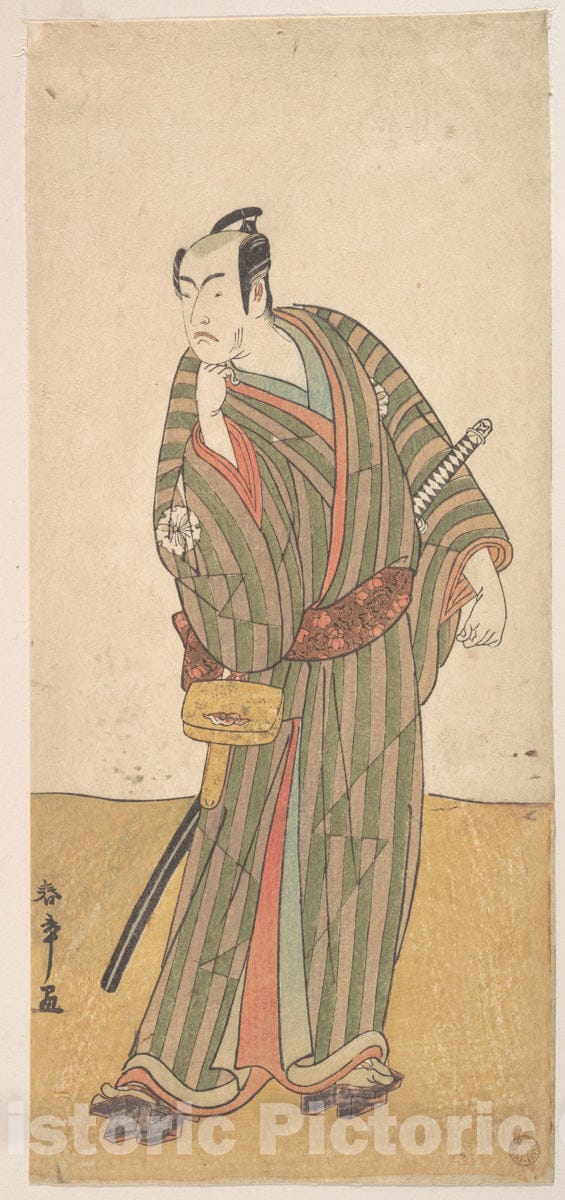 Art Print : Katsukawa Shunsh? - The Fourth Matsumoto Koshiro as an Otokodate Standing - Japan : Vintage Wall Art