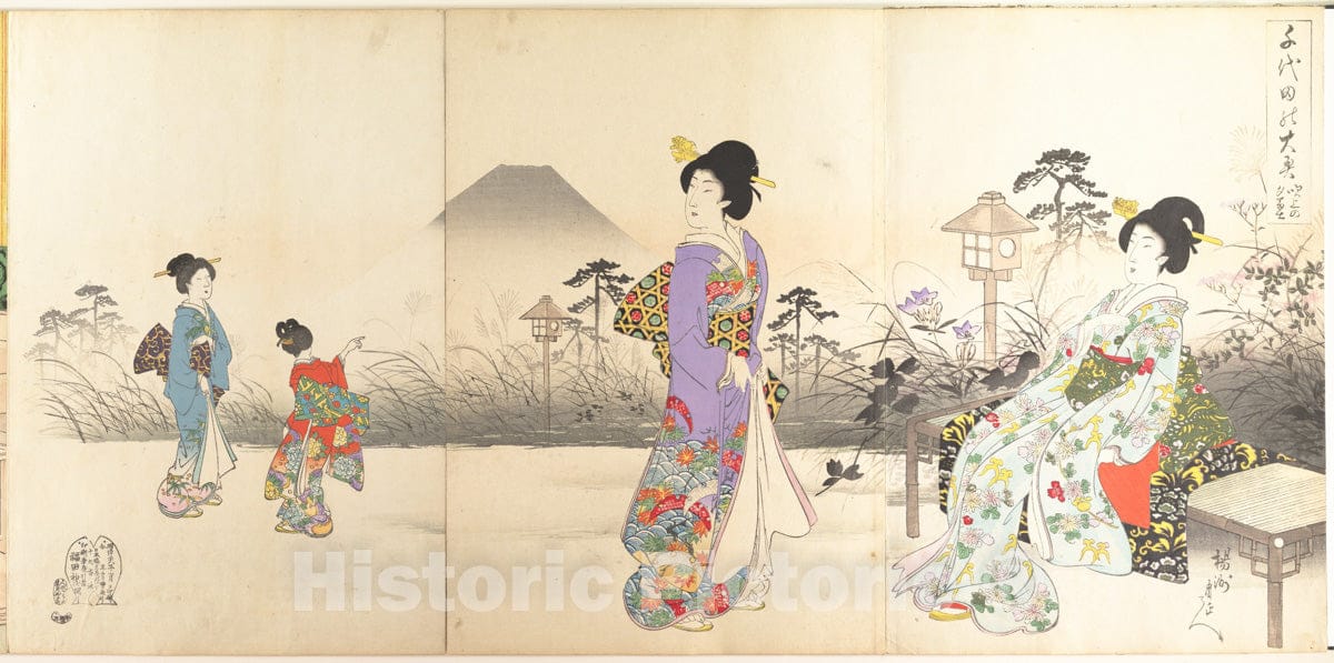 Art Print : Y?sh? (Hashimoto) Chikanobu - Chiyoda Castle (Album of Women) - Japan - 413742 : Vintage Wall Art