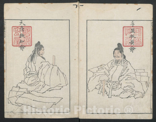 Art Print : Katsushika Hokusai - Transmitting the Spirit, Revealing the Form of Things: Hokusai Sketchbooks, volume 5 (Denshin kaishu: Hokusai manga, gohen) - Japan : Vintage Wall Art