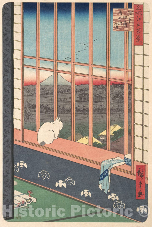 Art Print : Revelers Returned from The Tori no Machi Festival at Asakusa, from The Series One Hundred Famous Views of Edo - Artist: Utagawa Hiroshige - 1857 : Vintage Wall Art