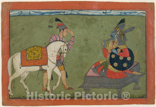 Art Print : Kalki Avatar, the Future Incarnation of Vishnu : Vintage Wall Art