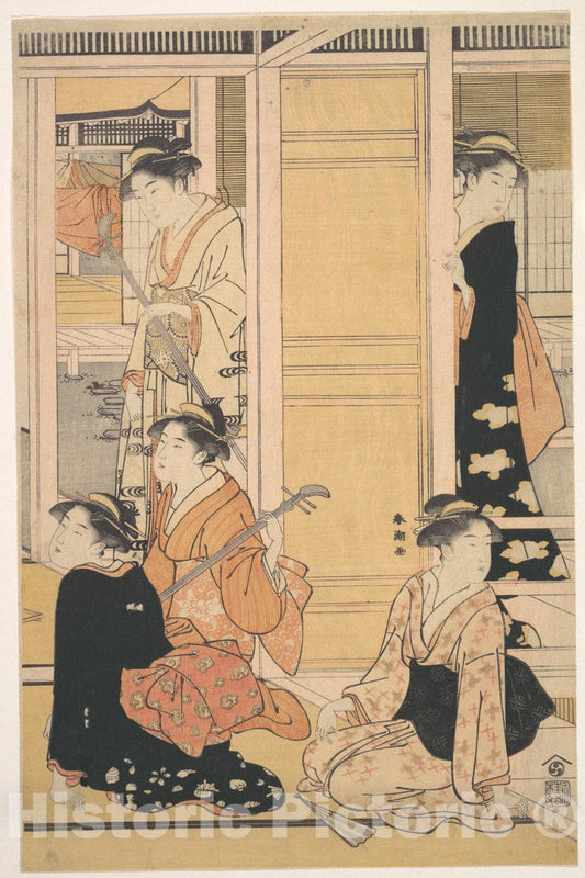 Art Print : Katsukawa Shunch? - Interior View - Japan : Vintage Wall Art
