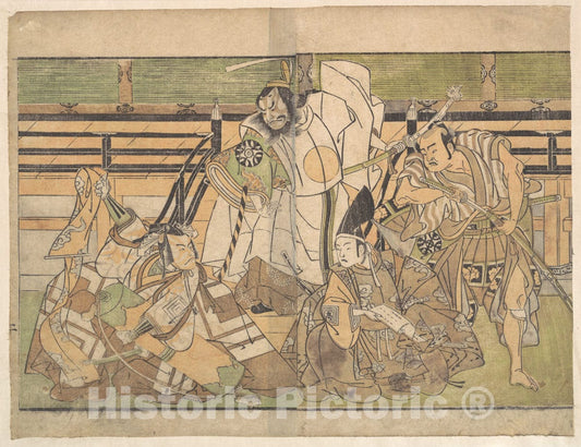 Art Print : Katsukawa Shunsh? - Four Actors in Unidentified Roles - Japan : Vintage Wall Art