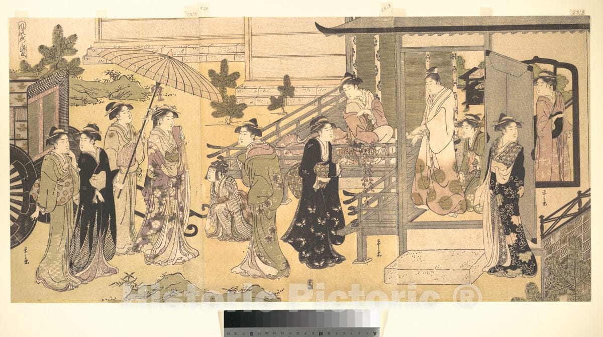 Art Print : Chobunsai Eishi  - A Disguised Scene from The Tale of Genji : Vintage Wall Art