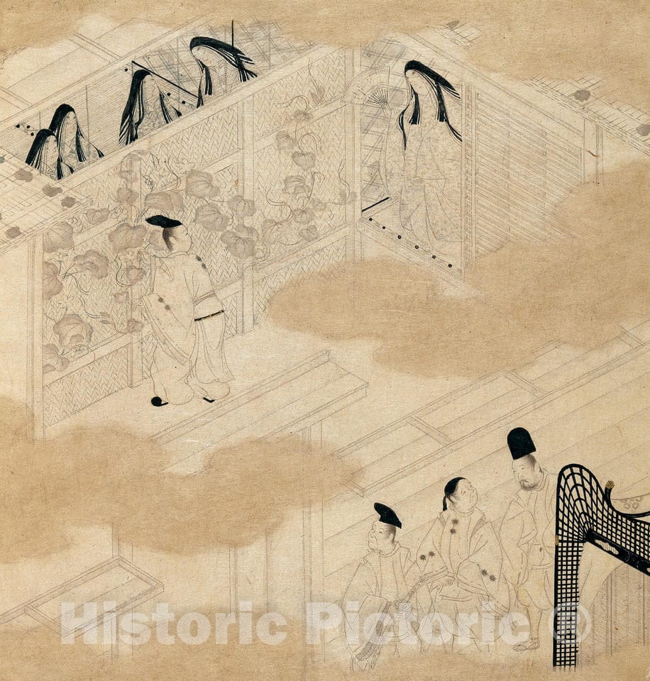 Art Print : TOSA Mitsunori - Scenes from The Tale of Genji (Genji monogatari) - Japan : Vintage Wall Art